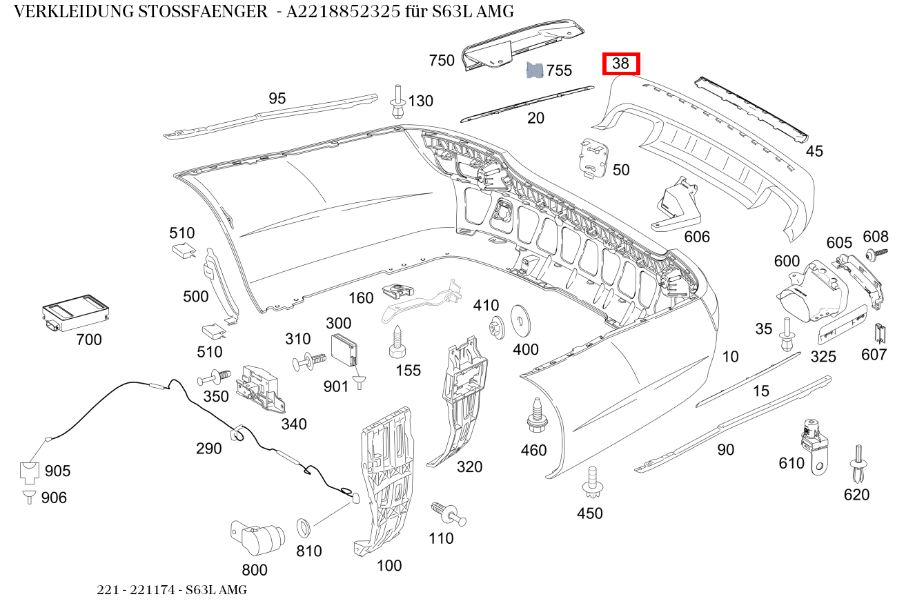 Verkleidung Stossfänger S63L AMG 221 Verkleidung Stossfänger S63L AMG 221