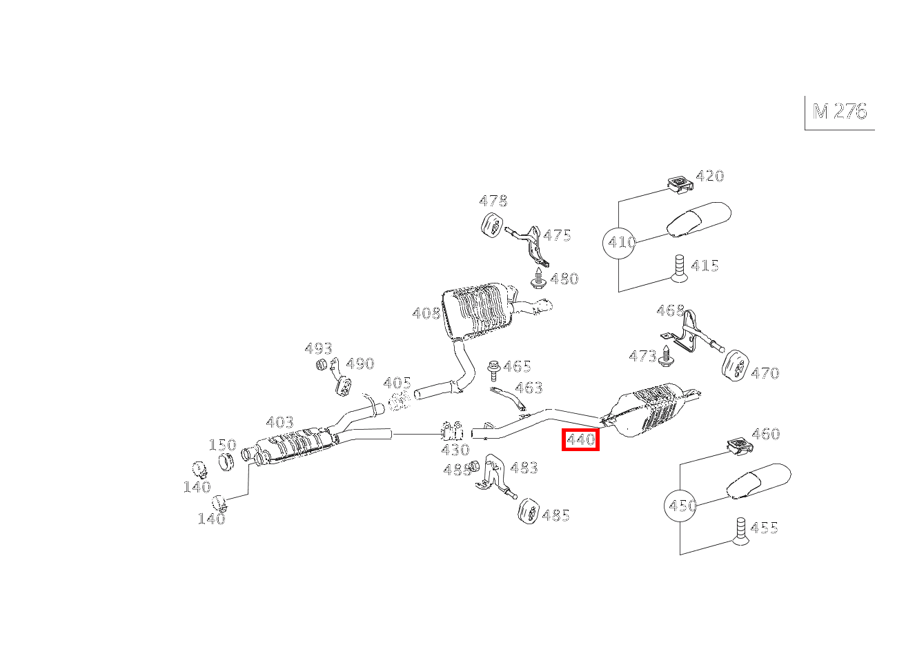 Abgasleitung HINTEN LINKS OHNE AUSPUFFBLENDE E 400 BlueHYBRID Limousine 212