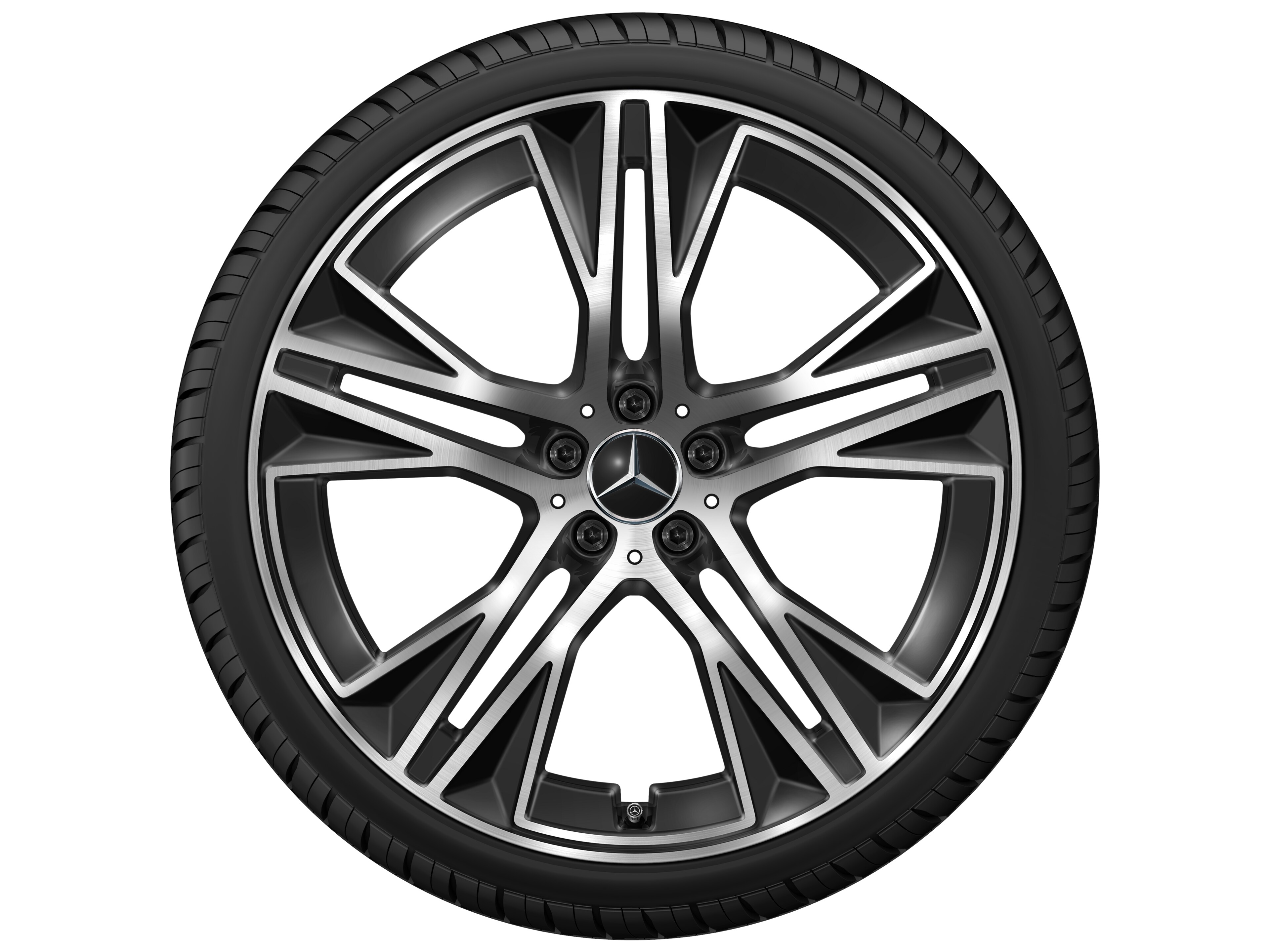 5-Doppelspeichen-Rad, Aero, 22 Zoll, 9,5 J x 22 ET 30, schwarz, glanzgedreht 