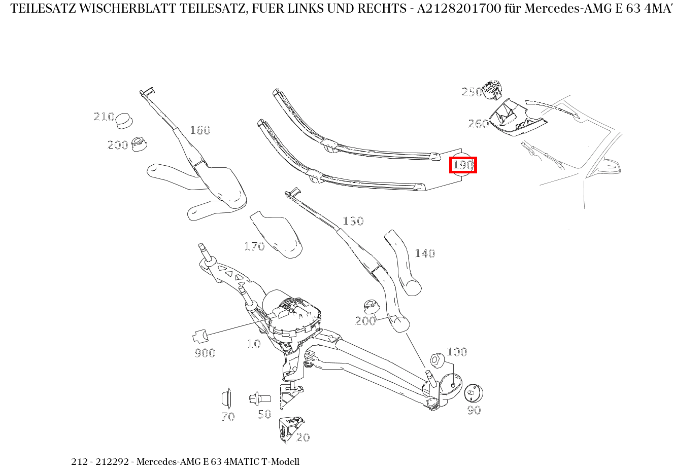 Teilesatz Wischerblatt TEILESATZ, FUER LINKS UND RECHTS Mercedes-AMG E 63 4MATIC T-Modell 212