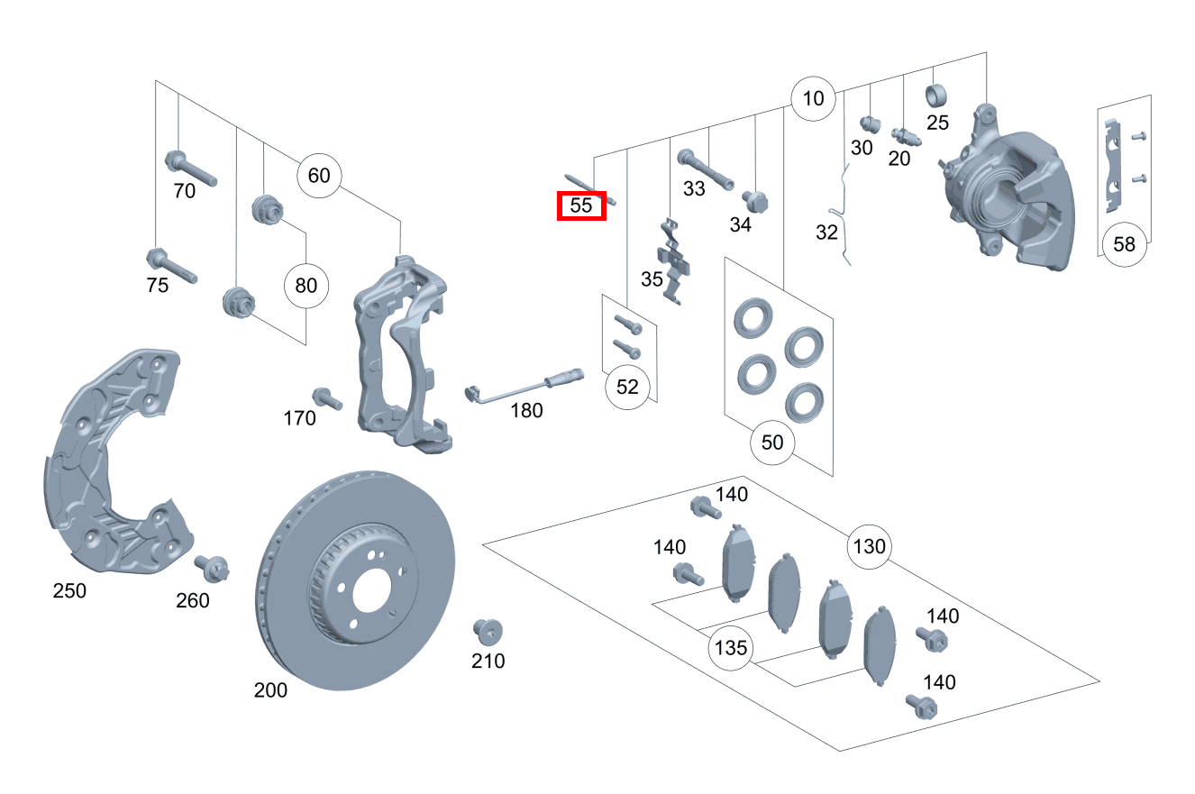 FUEHRUNGSBOLZEN Für Bremssattel links und rechts C 400 4MATIC Cabriolet 206 FUEHRUNGSBOLZEN Für Bremssattel links und rechts C 400 4MATIC Cabriolet 206