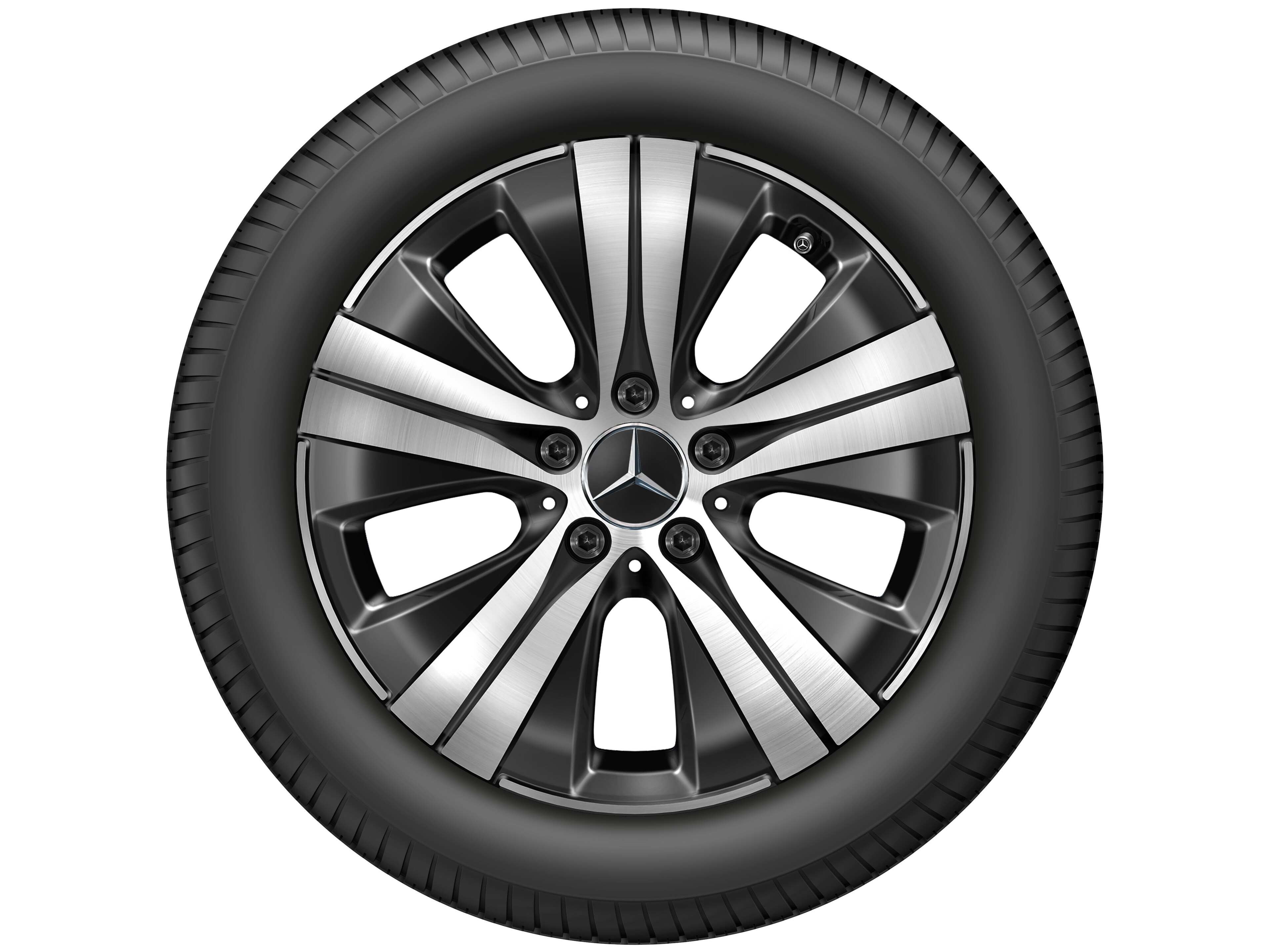 5-Speichen-Rad, Aero, 17 Zoll 7 J x 17 ET 44,5, schwarz, glanzgedreht