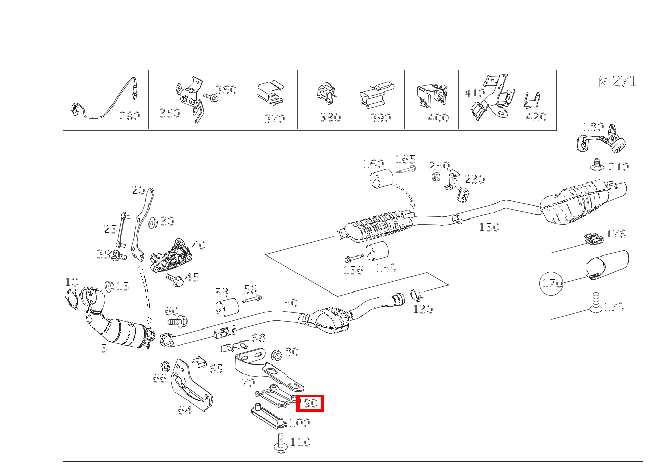 DAEMPFUNGSPLATTE Auspuffrohr vorn an Getriebe C 180 205