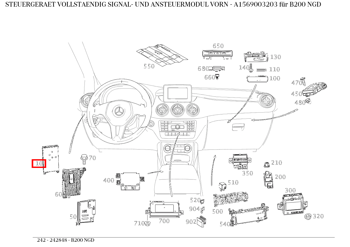 Steuergerät vollständig SIGNAL- UND ANSTEUERMODUL VORN B200 NGD 242 Steuergerät vollständig SIGNAL- UND ANSTEUERMODUL VORN B200 NGD 242