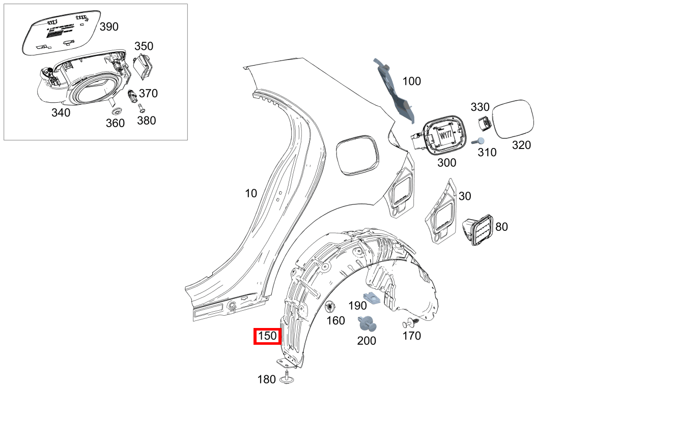 RADLAUFAUSKLEIDUNG Hinten links Mercedes-AMG A 45 S 4MATIC+ Kompaktlimousine 177