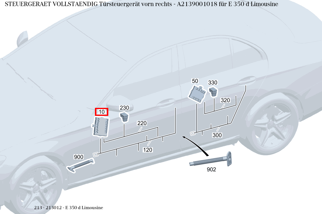 Steuergerät vollständig Türsteuergerät vorn rechts E 350 d Limousine 213