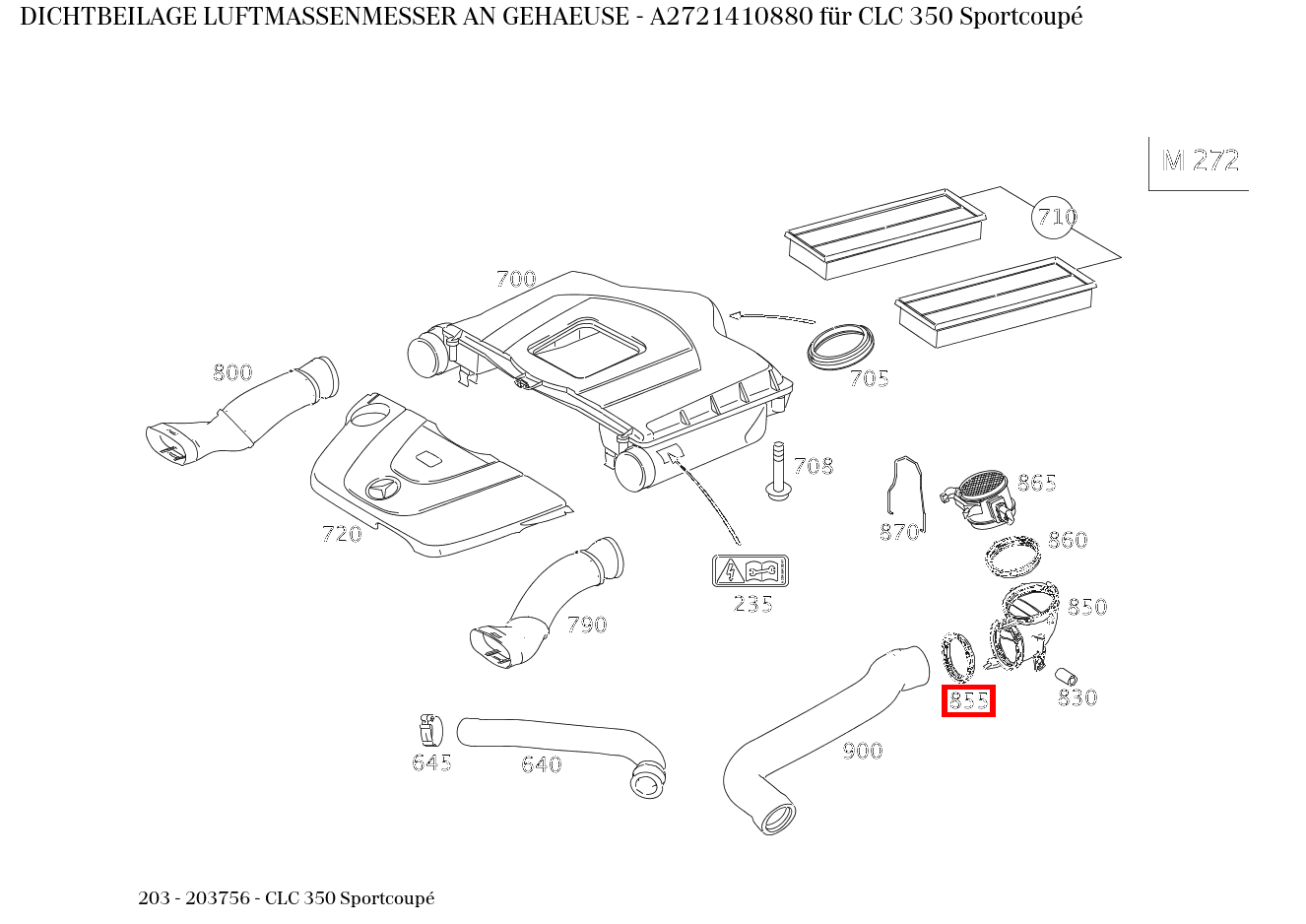 Dichtbeilage LUFTMASSENMESSER AN GEHAEUSE CLC 350 Sportcoupé 203 Dichtbeilage LUFTMASSENMESSER AN GEHAEUSE CLC 350 Sportcoupé 203