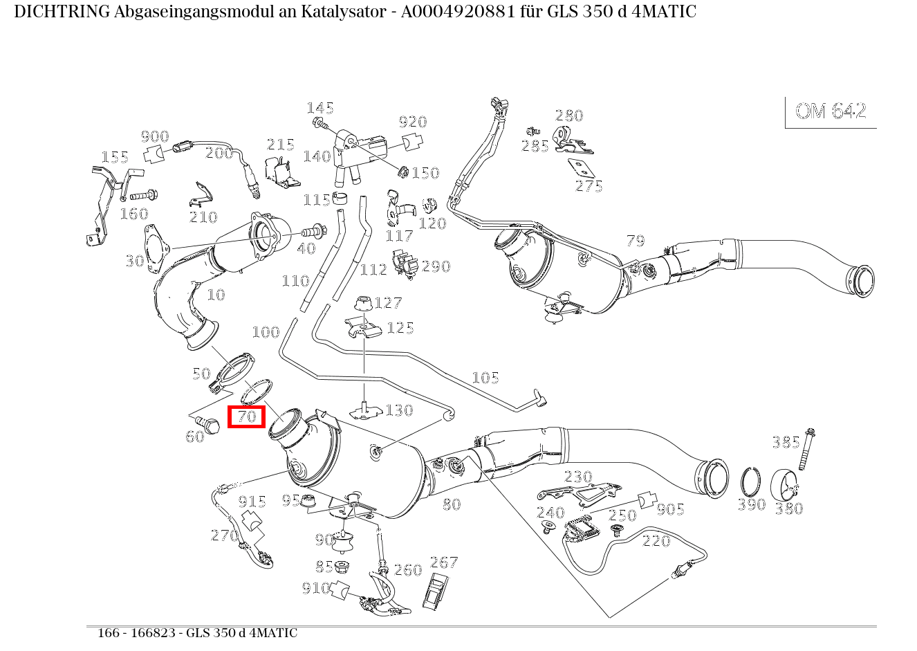 Dichtring Abgaseingangsmodul an Katalysator GLS 350 d 4MATIC 166 Dichtring Abgaseingangsmodul an Katalysator GLS 350 d 4MATIC 166