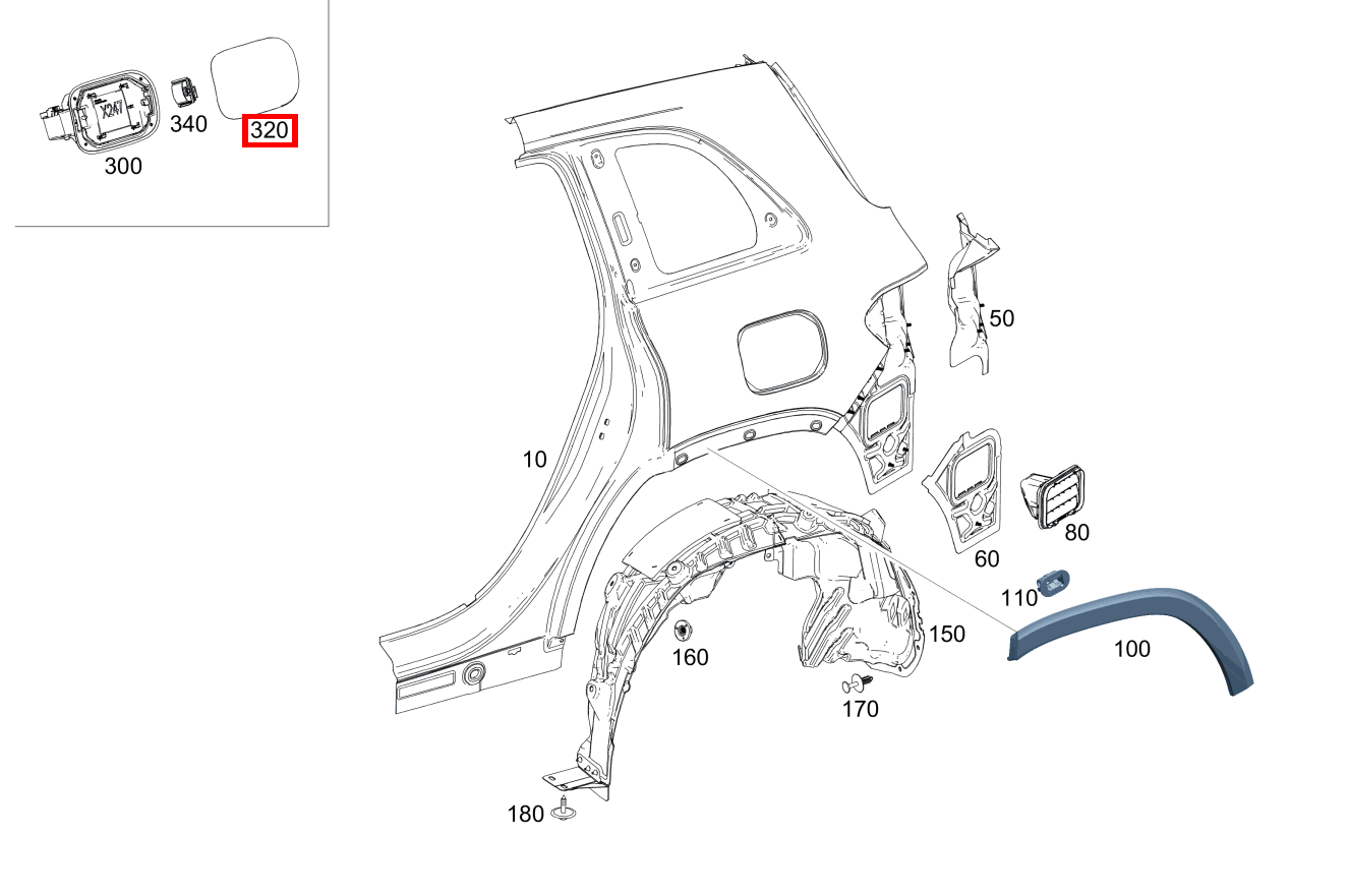 Beplankung Tankklappe GLB 200 4MATIC 253