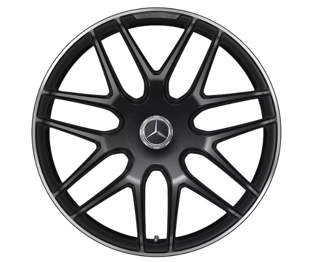AMG Schmiederad 22 Zoll, 11,5 J x 22 ET 53, schwarz matt, Felgenhorn glanzgedreht AMG Schmiederad 22 Zoll, 11,5 J x 22 ET 53, schwarz matt, Felgenhorn glanzgedreht