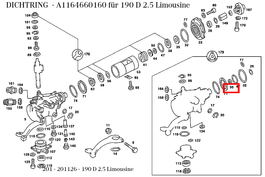 Dichtring 190 D 2.5 Limousine 201