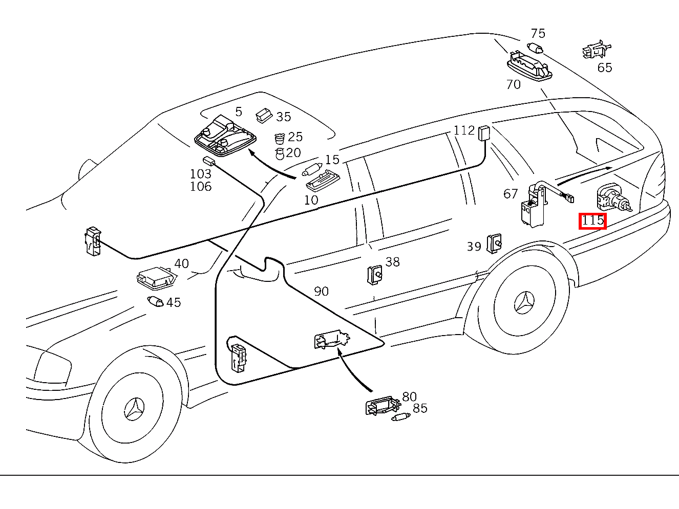Steckdose MIT ABDECKUNG,IN VERKLEIDUNG RADEINBAU HINTEN LINKS; 12V/15A C 43 T AMG 202