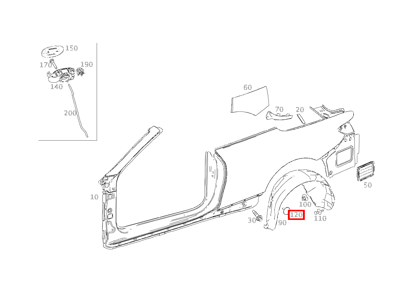 Einsteckbefestiger BEFESTIGUNG RADLAUFVERKLEIDUNG, LINKS S 63 AMG 4MATIC+ Cabriolet 217