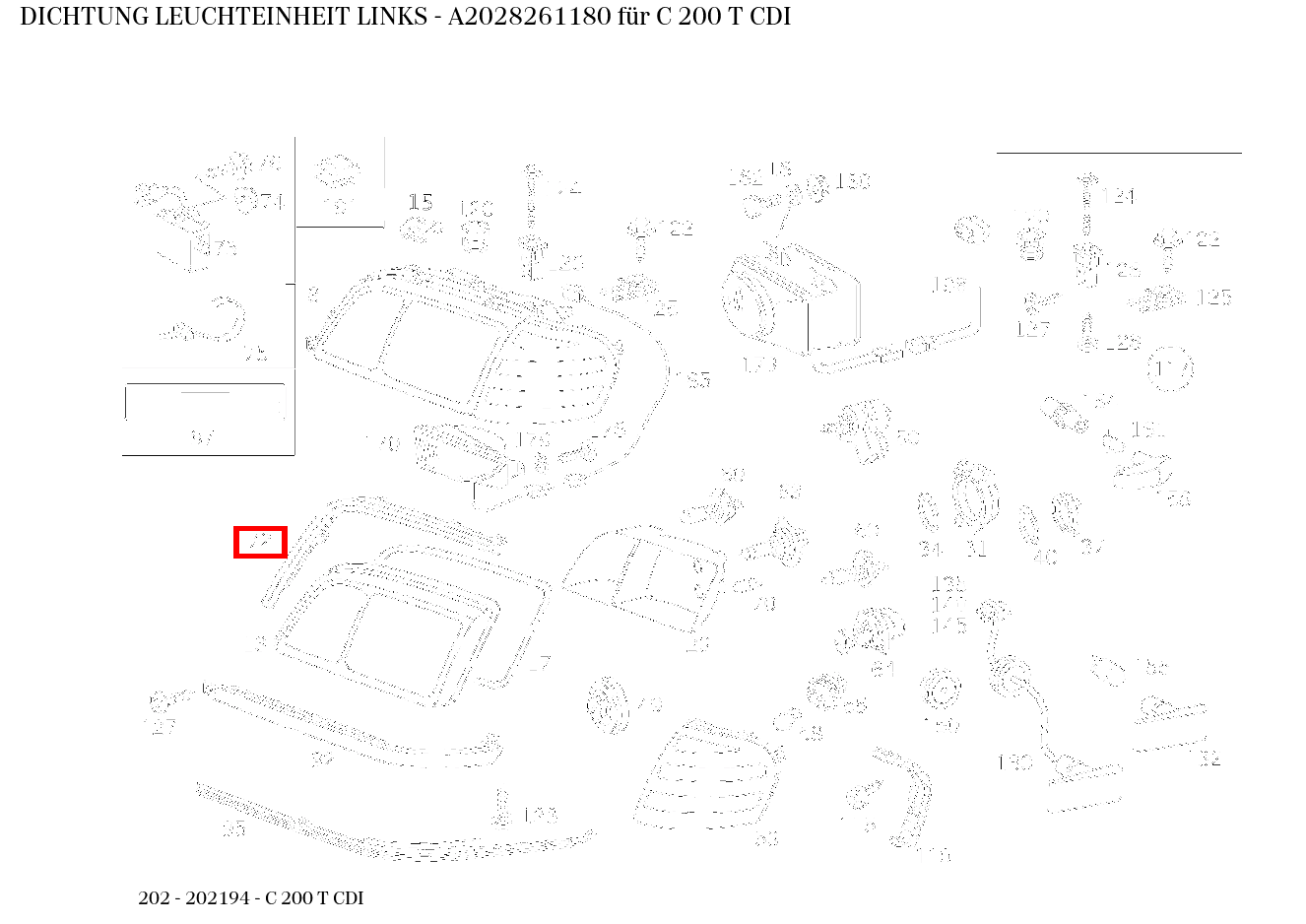 ABDICHTUNG LEUCHTEINHEIT LINKS C 200 T CDI 202 ABDICHTUNG LEUCHTEINHEIT LINKS C 200 T CDI 202
