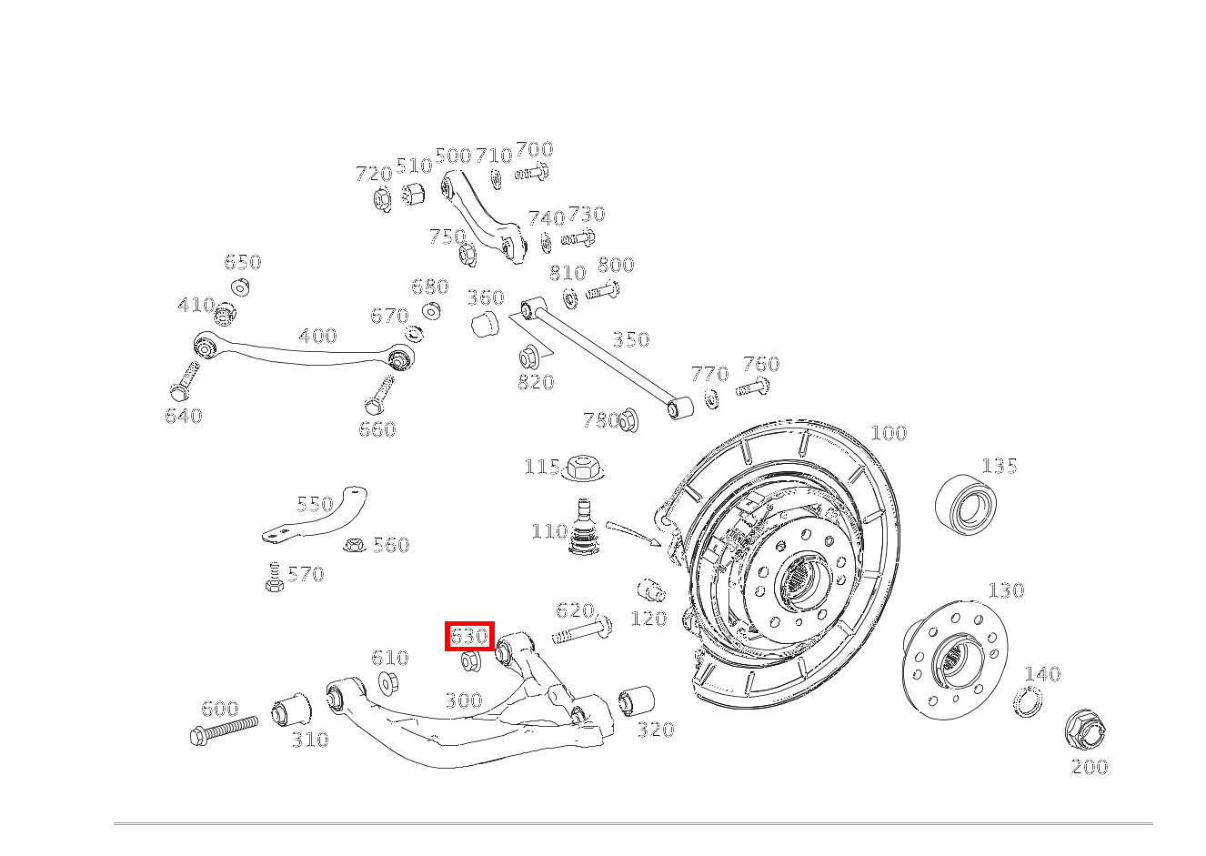 Mutter QUERLENKER AN RAHMEN,HINTEN; M14X1.5 R 500 L 251