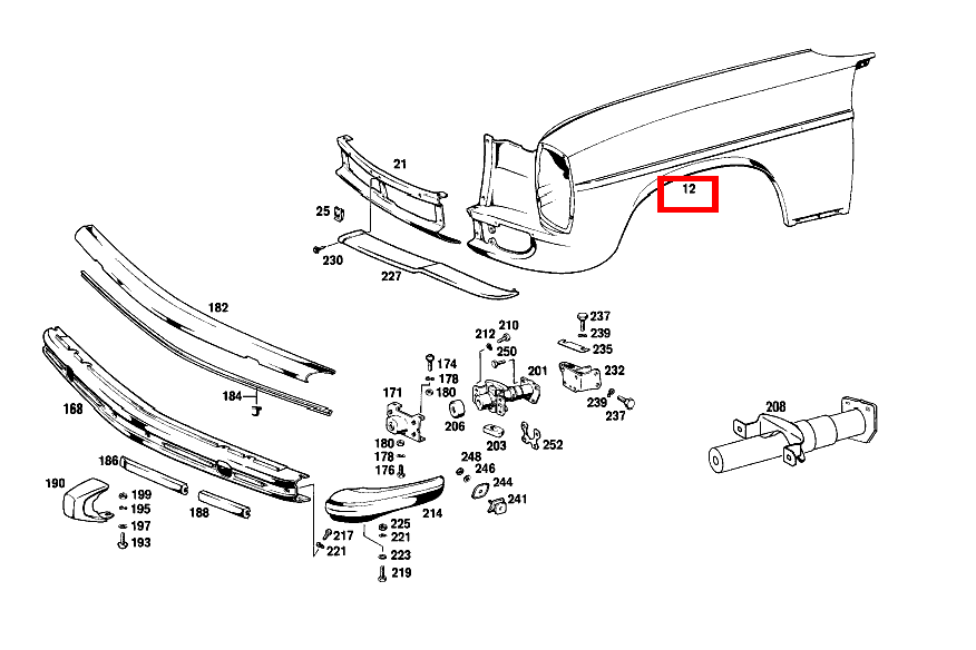 Kotflügel Vorne LINKS 280 C 114 Kotflügel Vorne LINKS 280 C 114