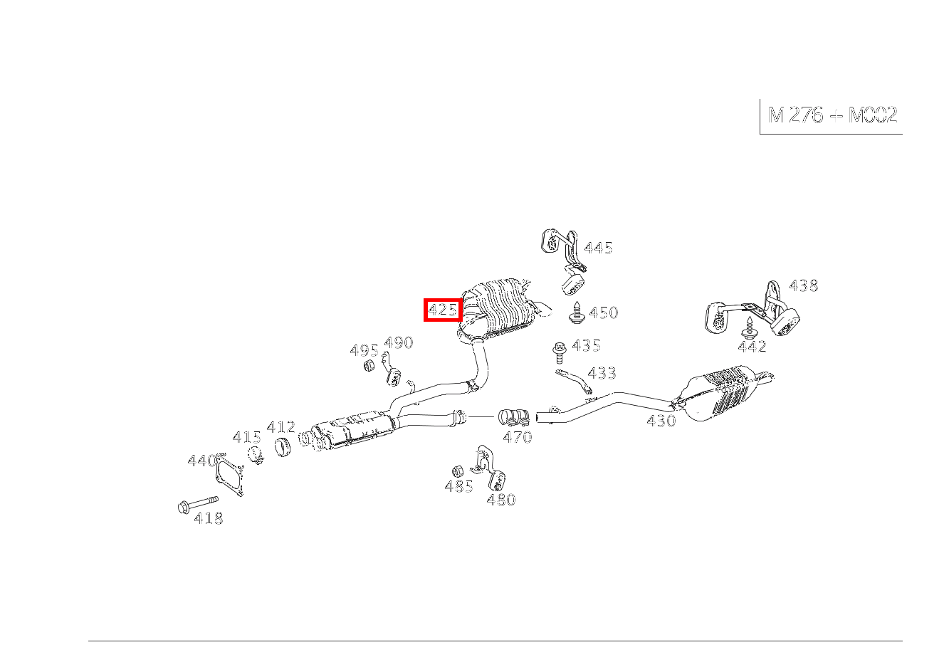 Abgasleitung Hinten rechts E 400 Coupé 207