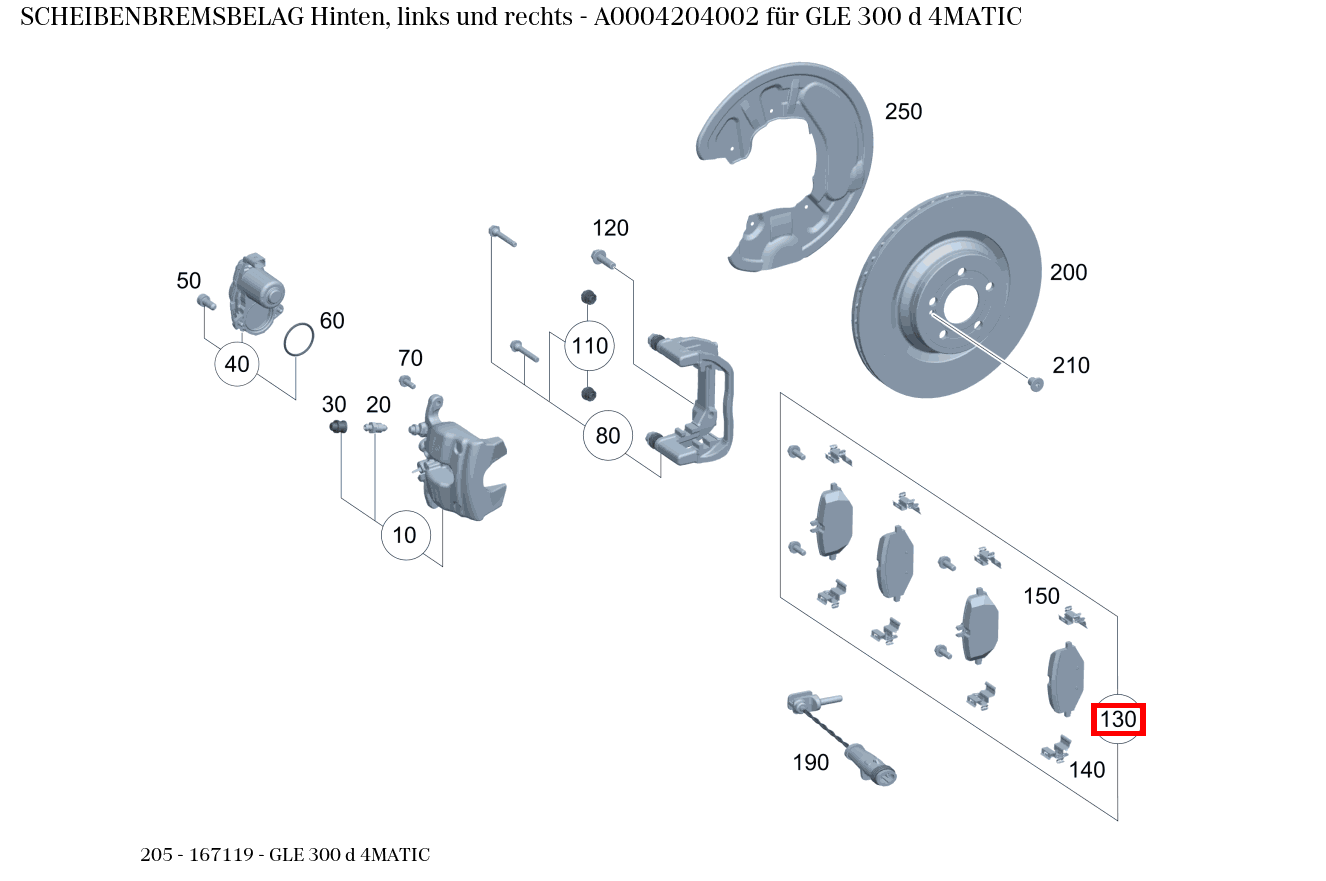 Scheibenbremsbelag Hinten, links und rechts GLE 300 d 4MATIC 205 Scheibenbremsbelag Hinten, links und rechts GLE 300 d 4MATIC 205