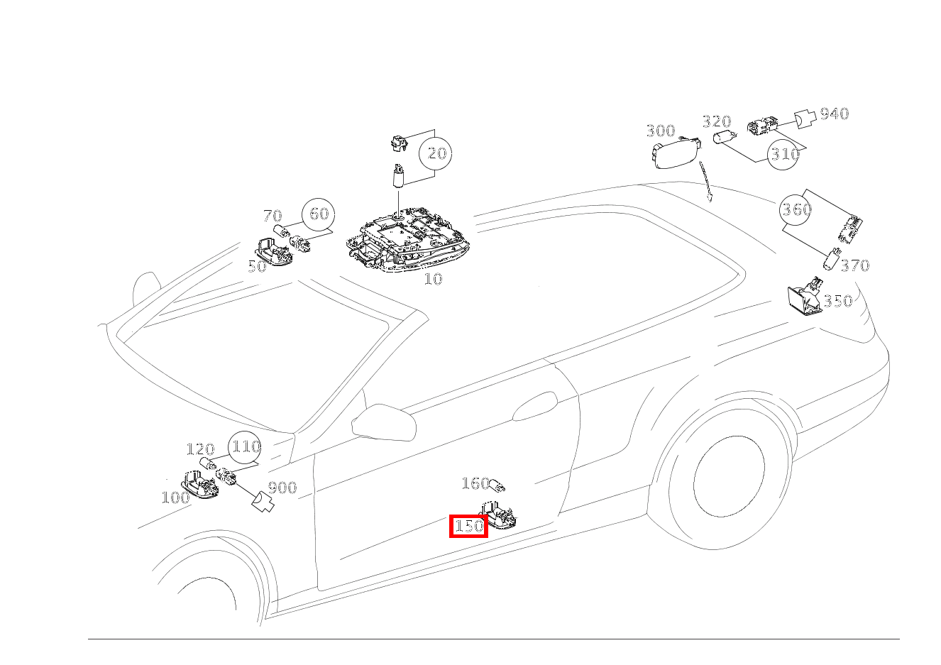 Leuchte AUSSTIEGSLEUCHTE RECHTS E 500/550 CABR. 207 Leuchte AUSSTIEGSLEUCHTE RECHTS E 500/550 CABR. 207