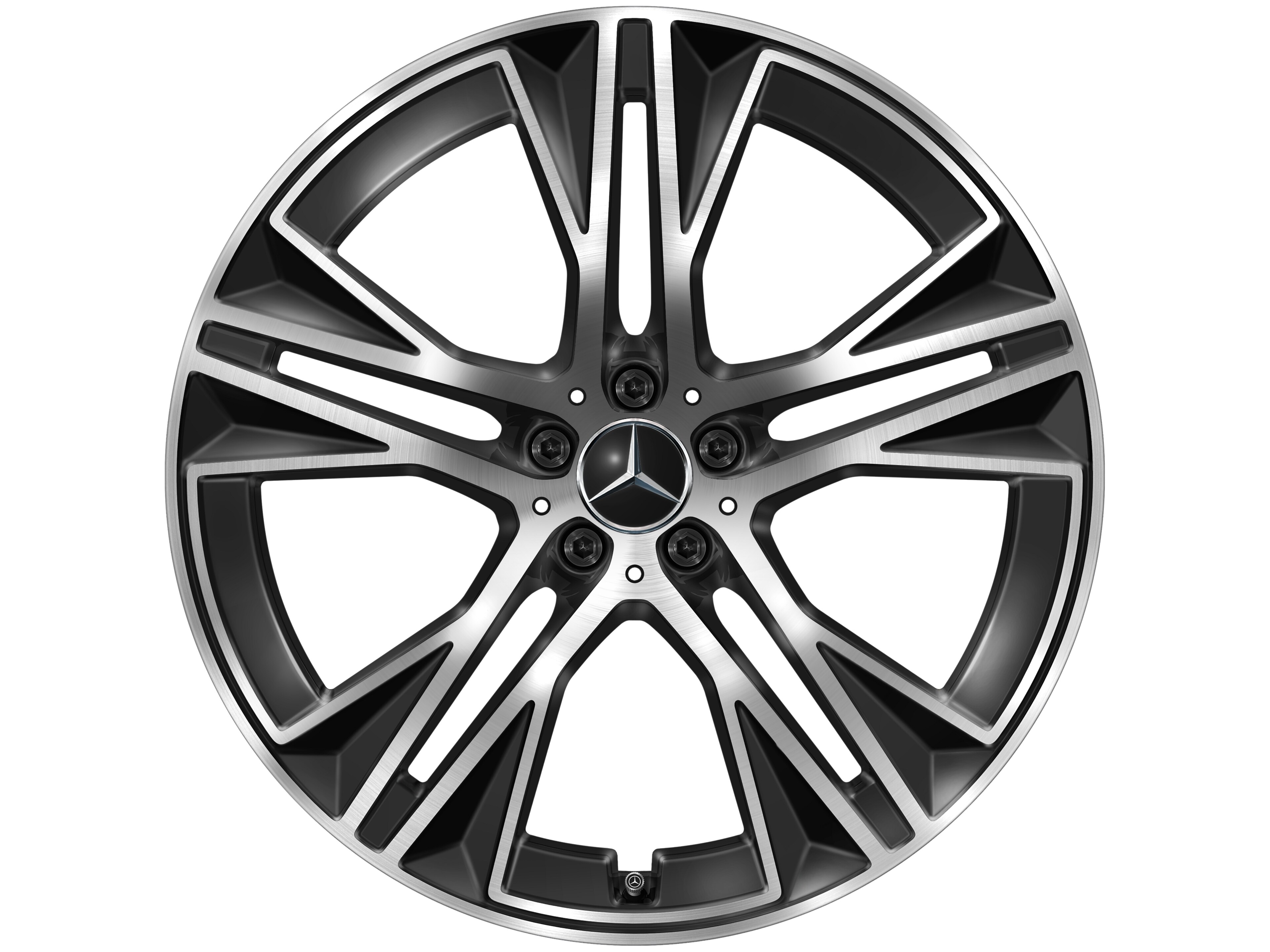 5-Doppelspeichen-Rad, Aero, 22 Zoll, 9,5 J x 22 ET 30, schwarz, glanzgedreht 