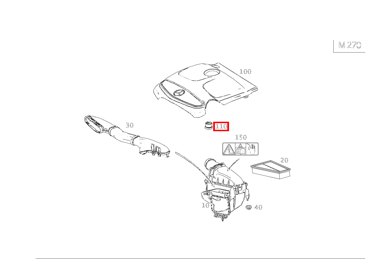 Elastomerlager Befestigung Abdeckhaube CLA 200 Shooting Brake 212