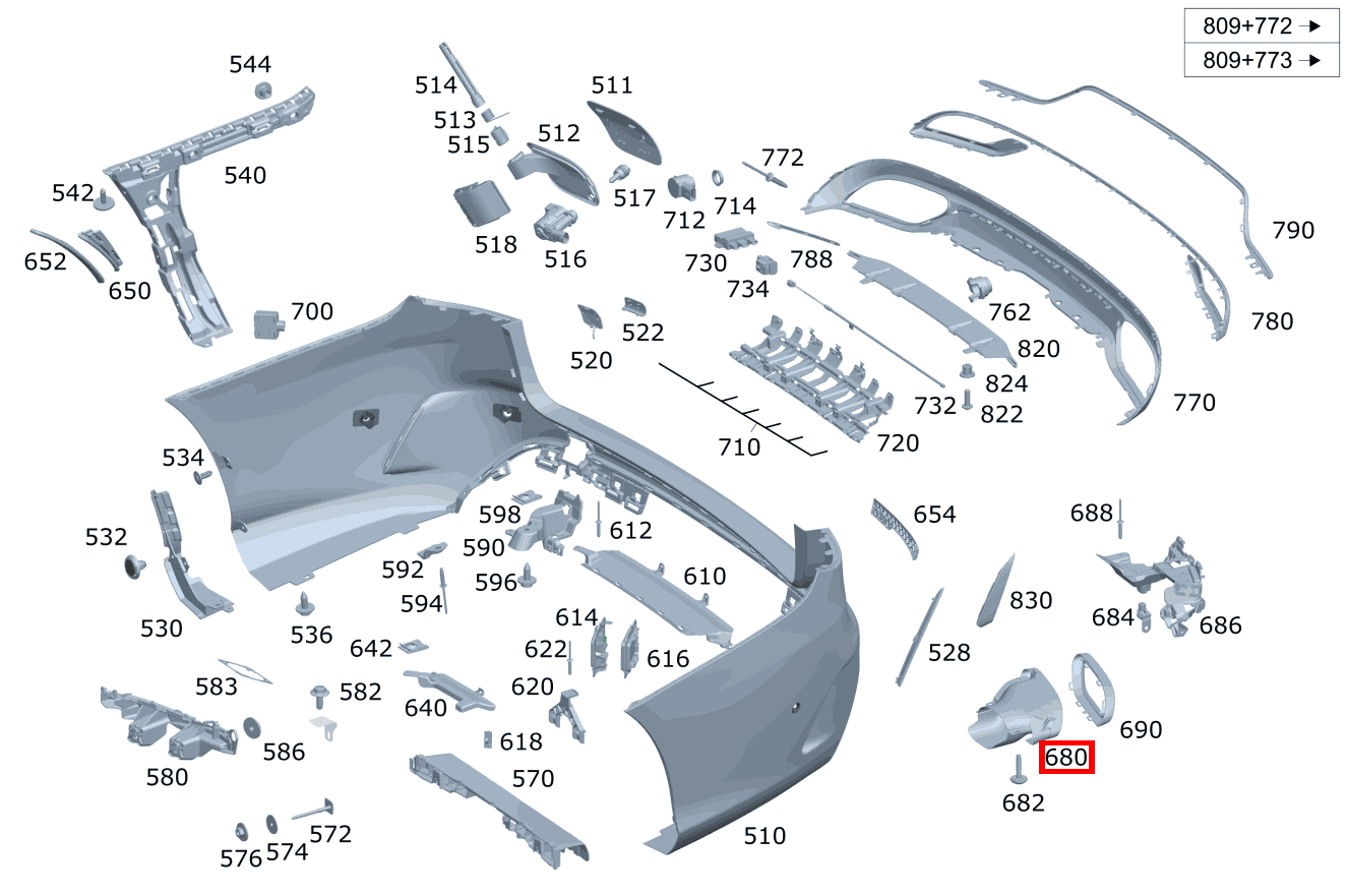 Endrohrblende Rechts Mercedes-Benz C 43 AMG T 4M 205