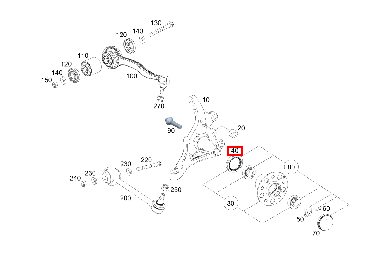 Elastomerformdichtung Radnabe, rechts SLK55 AMG 172