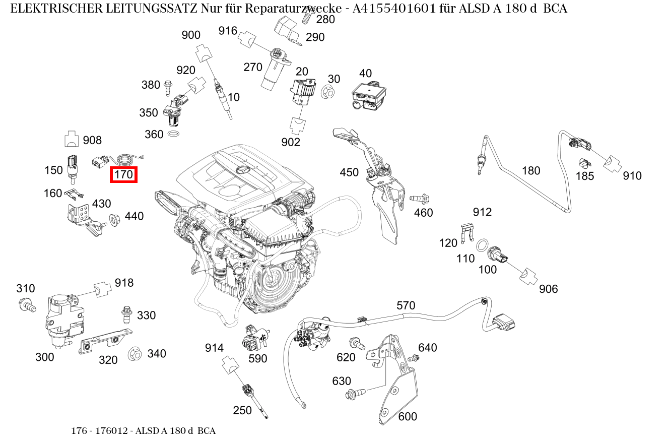 Elektrischer Leitungssatz Nur für Reparaturzwecke ALSD A 180 d BCA 176 Elektrischer Leitungssatz Nur für Reparaturzwecke ALSD A 180 d BCA 176