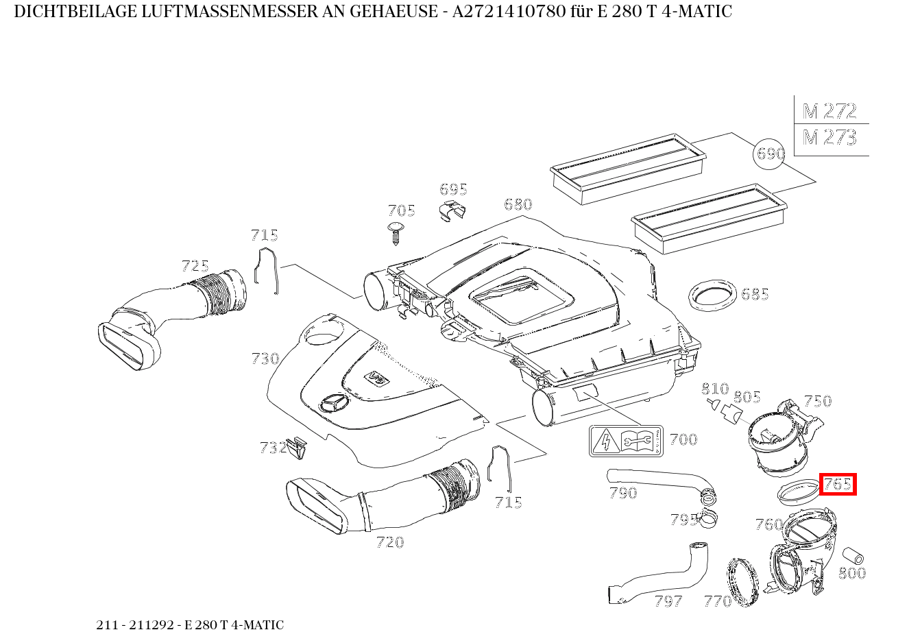 Dichtbeilage LUFTMASSENMESSER AN GEHAEUSE E 280 T 4-MATIC 211 Dichtbeilage LUFTMASSENMESSER AN GEHAEUSE E 280 T 4-MATIC 211