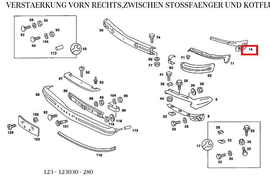 Verstärkung VORN RECHTS,ZWISCHEN STOSSFAENGER UND KOTFLUEGEL für E  
