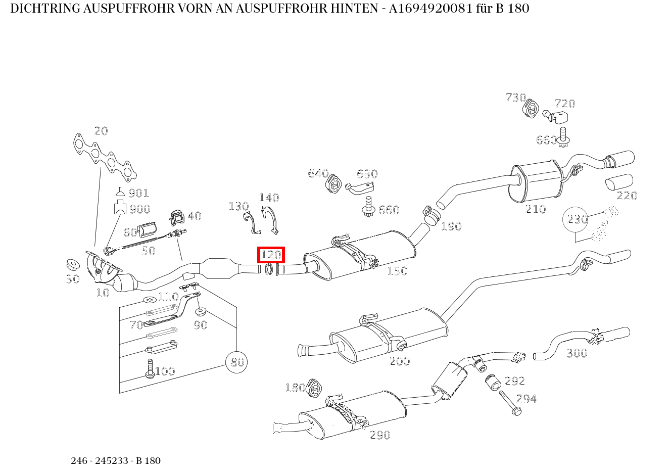 Dichtring AUSPUFFROHR VORN AN AUSPUFFROHR HINTEN B 180 246 Dichtring AUSPUFFROHR VORN AN AUSPUFFROHR HINTEN B 180 246