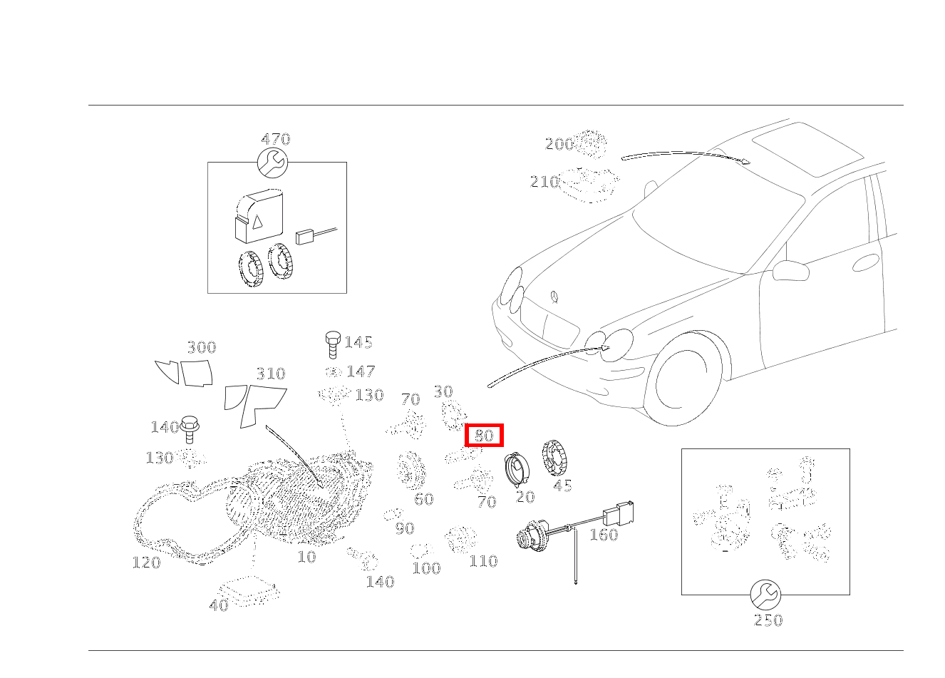 GASENTLAD.LAMPE ABBLENDLICHT, RECHTS; D2R 12V-35W C 200 TK 203