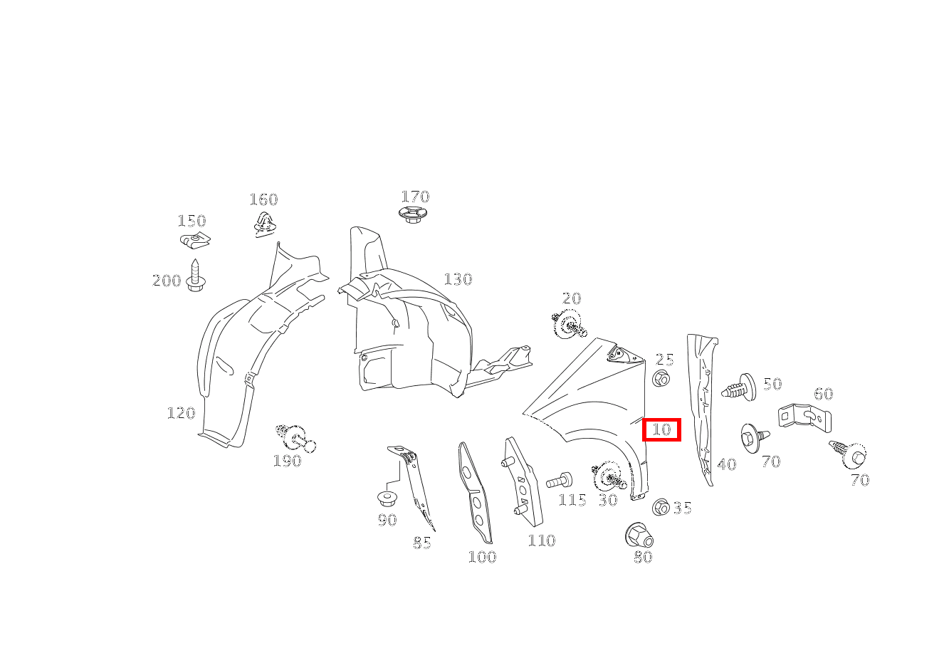Kotflügel Vorne RECHTS A 200 TURBO COUPE 169 Kotflügel Vorne RECHTS A 200 TURBO COUPE 169