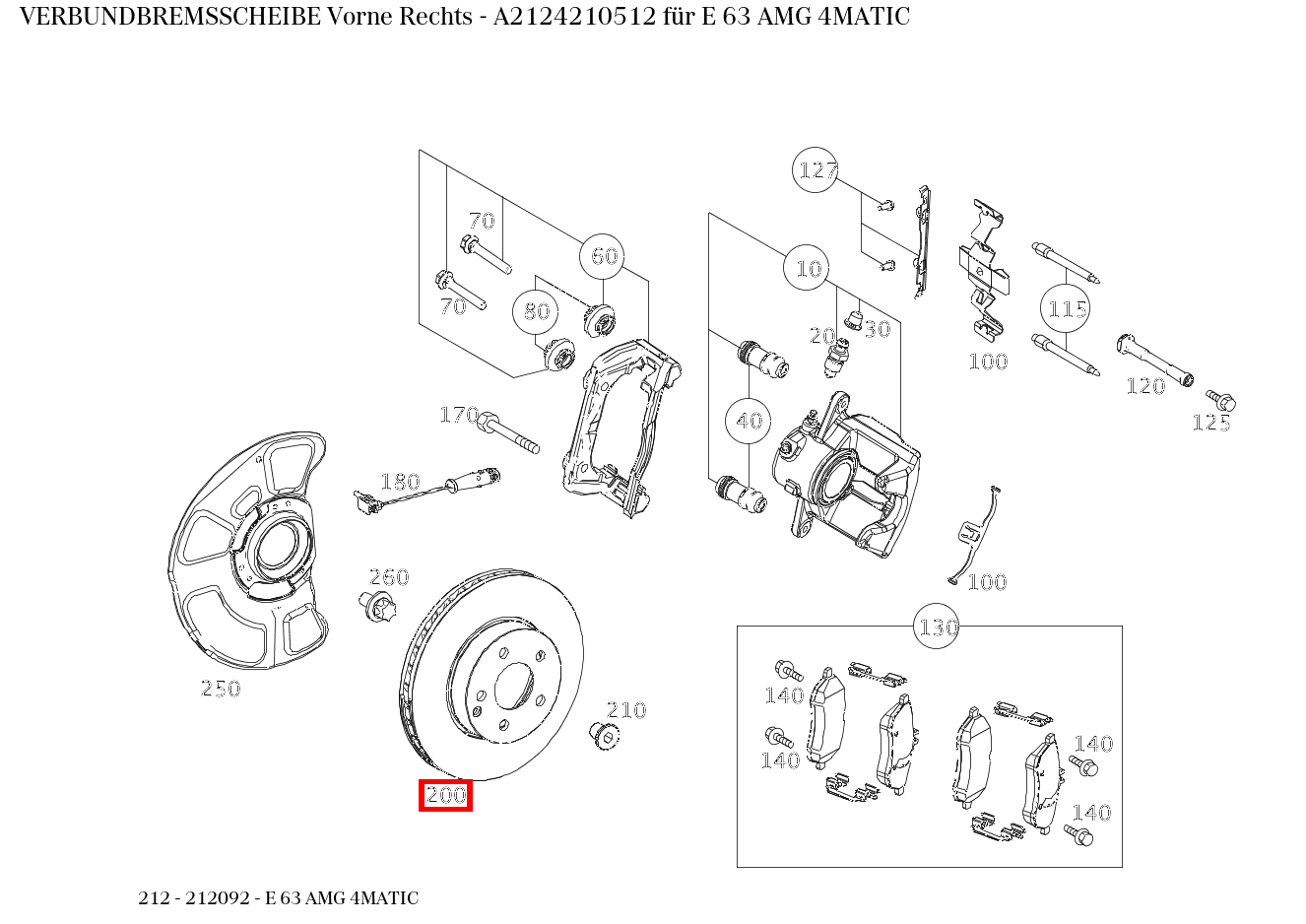 Verbundbremsscheibe Vorne Rechts E 63 AMG 4MATIC 212