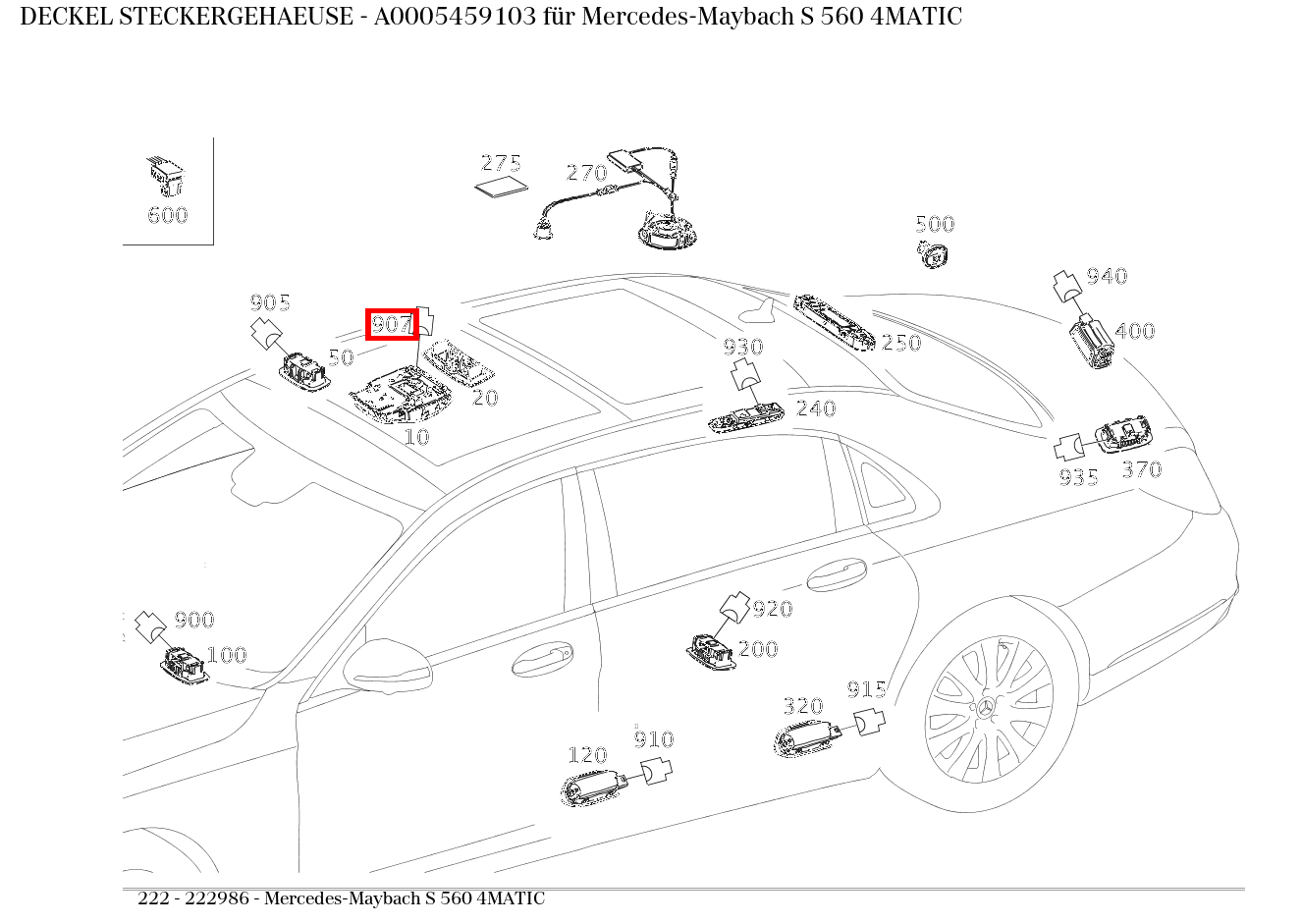 Deckel STECKERGEHAEUSE Mercedes-Maybach S 560 4MATIC 222