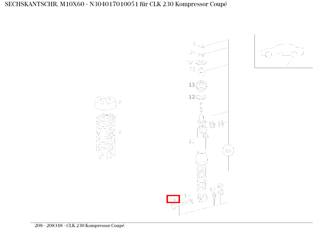 Sechskantschraube M10X60 CLK 230 Kompressor Coupé 208 Sechskantschraube M10X60 CLK 230 Kompressor Coupé 208