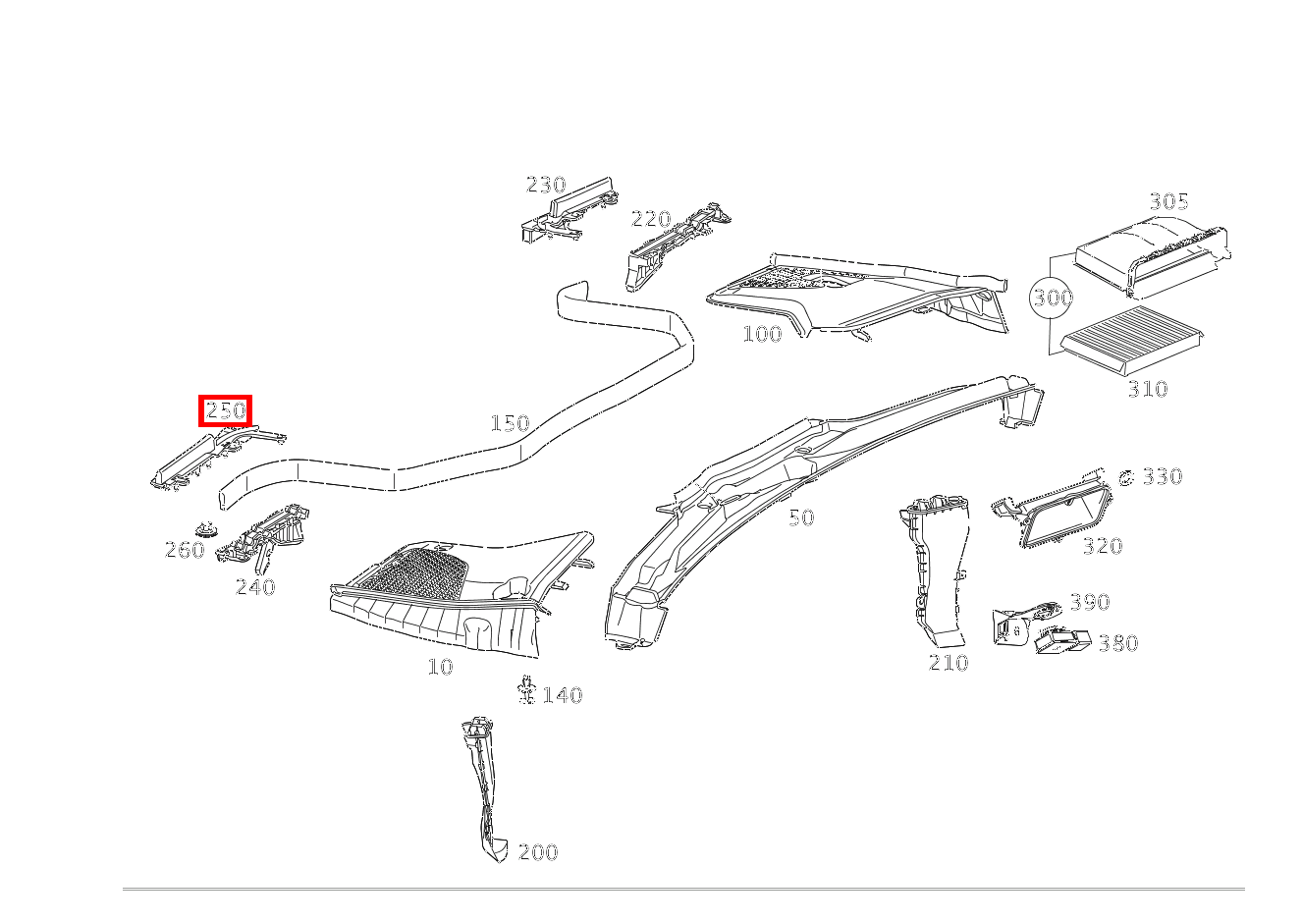 ABDICHTUNG LUFTKANAL OBEN LINKS E 300 Cabriolet 253 ABDICHTUNG LUFTKANAL OBEN LINKS E 300 Cabriolet 253