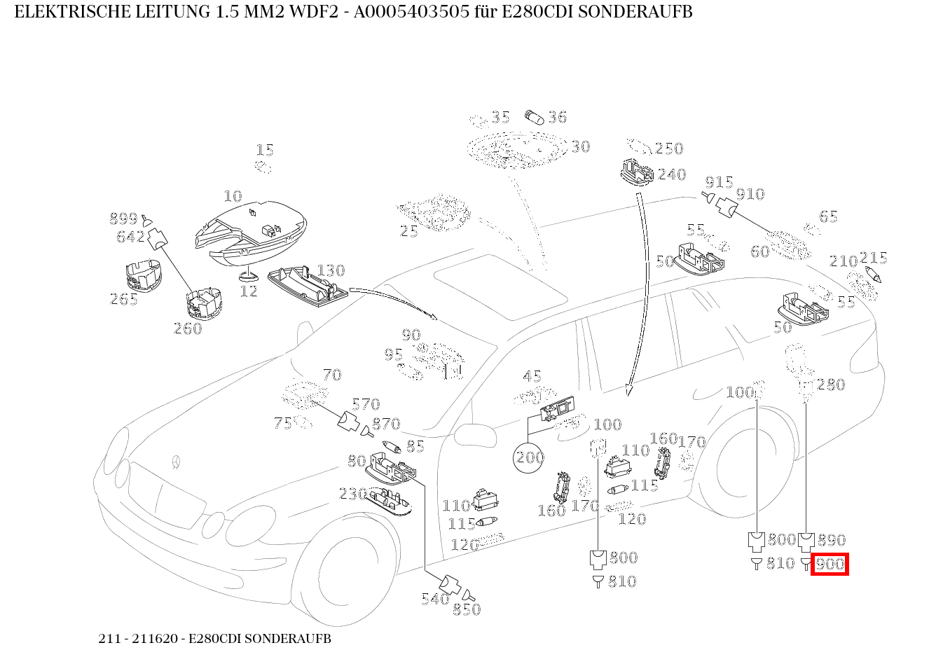 Elektrische Leitung 1.5 MM2 WDF2 E280CDI SONDERAUFB 211