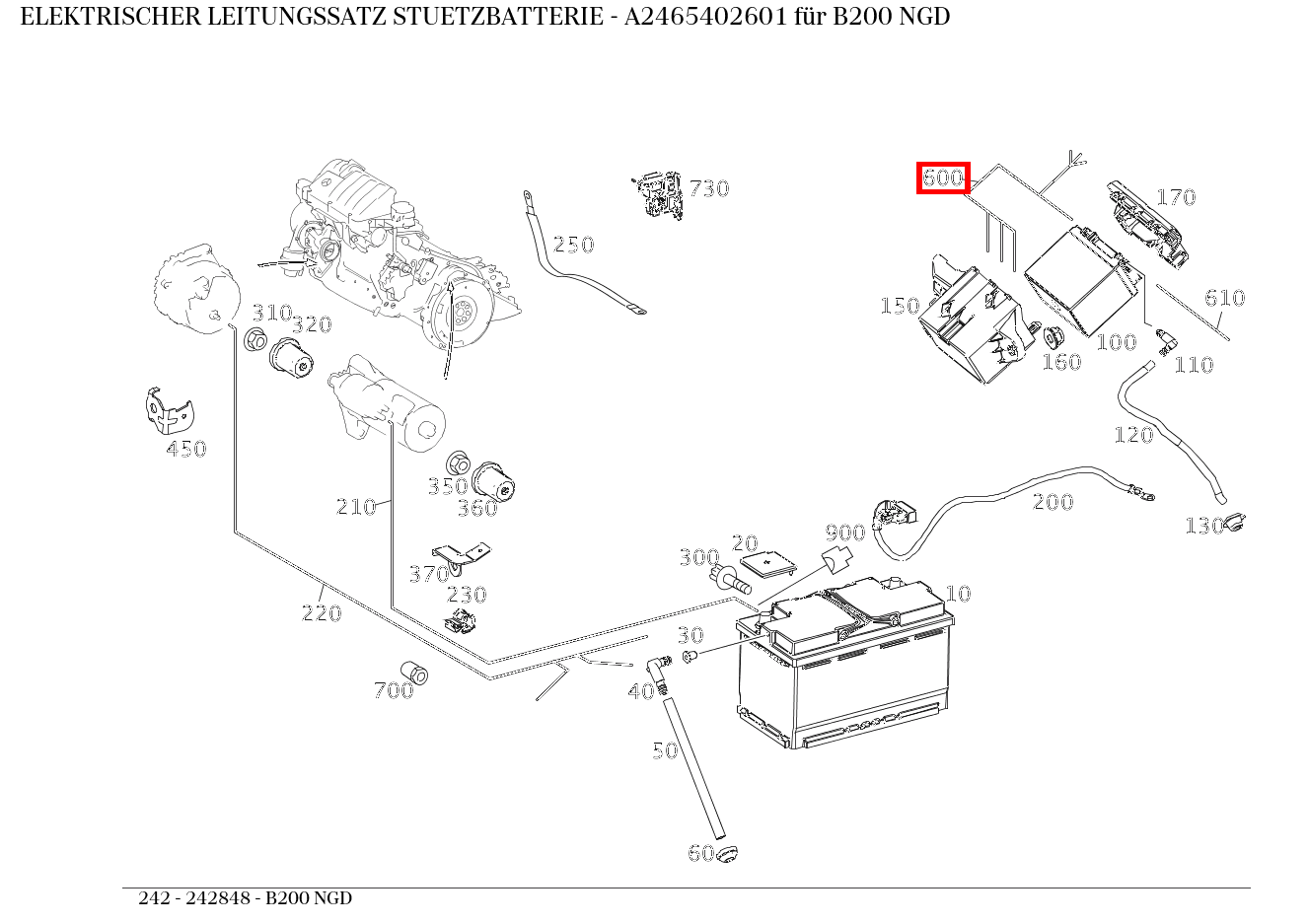 Elektrischer Leitungssatz STUETZBATTERIE B200 NGD 242