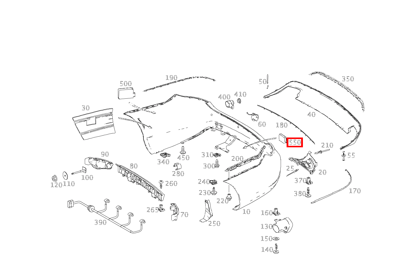 Radarsensor HINTEN MITTE E 500/550 CABR. 207