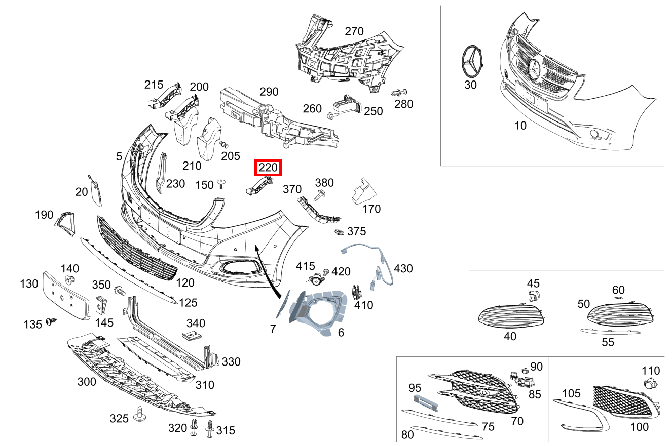 Strebe Stoßfänger vorn links Vito Kastenwagen 116 BlueTEC K 201