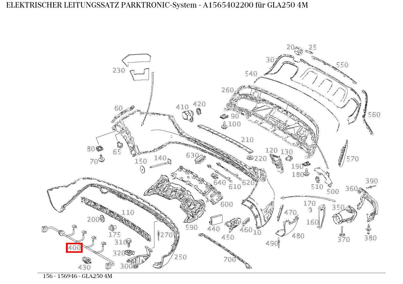 Elektrischer Leitungssatz PARKTRONIC-System GLA250 4M 156