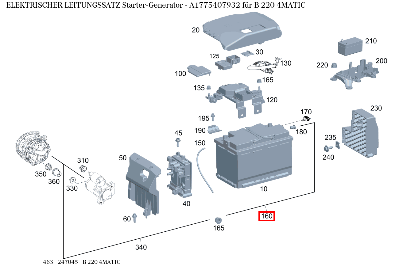 Elektrischer Leitungssatz Starter-Generator B 220 4MATIC 463 Elektrischer Leitungssatz Starter-Generator B 220 4MATIC 463