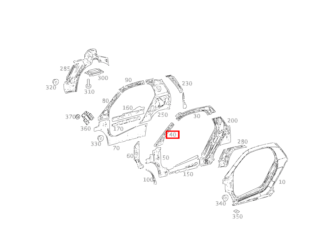 TEILESATZ VERSTAERKUNG A-SAEULE OBEN, RECHTS fortwo coupé mhd 52 kW 460