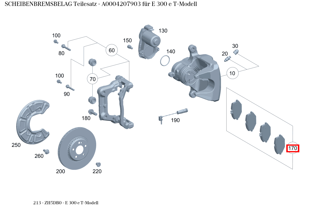 Scheibenbremsbelag Teilesatz E 300 e T-Modell 213