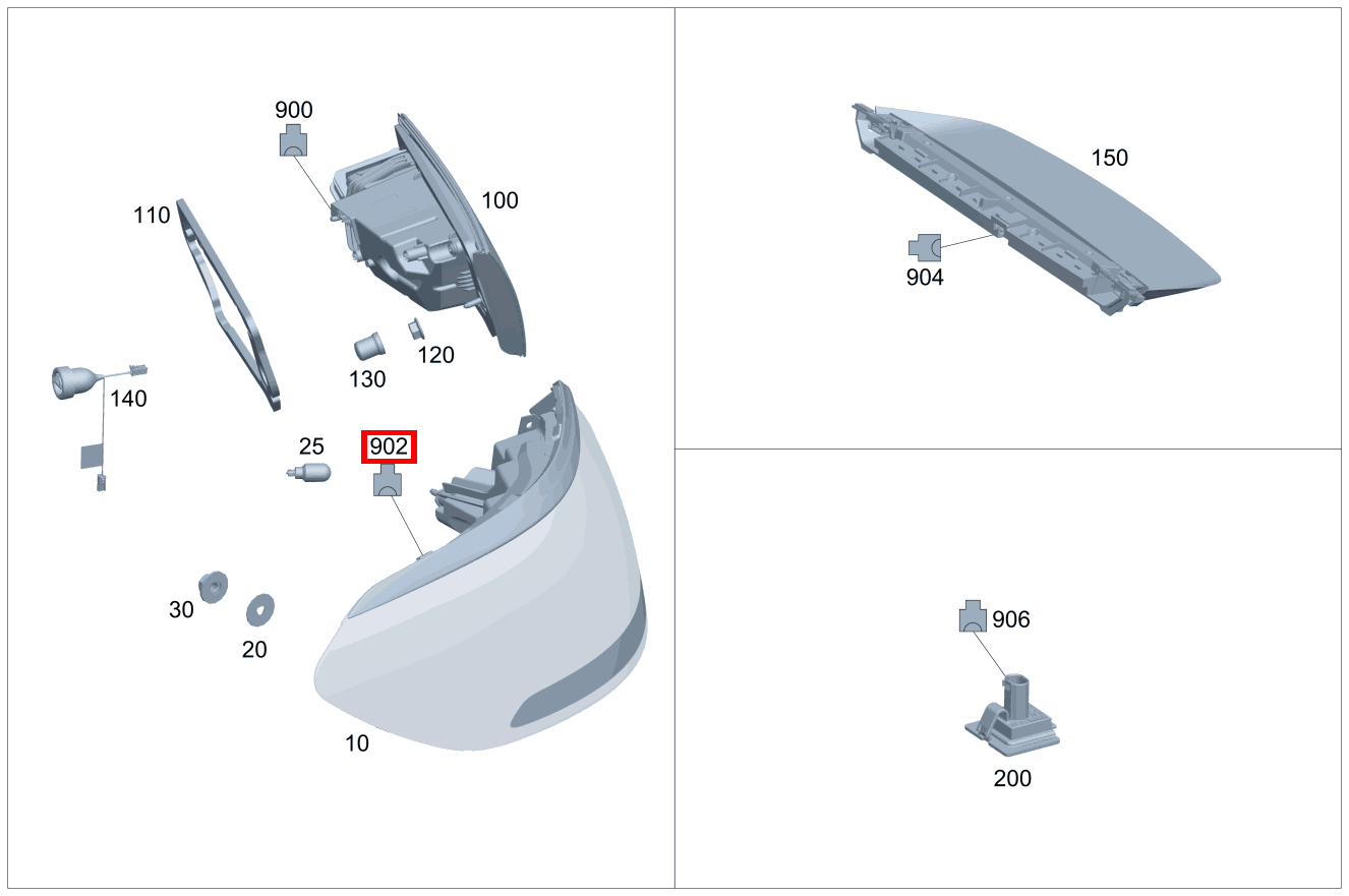 Kupplung, Mechanisch Heckleuchten-Kombination rechts (LED) E4/12*1; 6-PIN MQS GLC 200 4MATIC Coupé 253