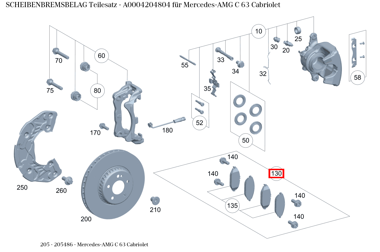 Scheibenbremsbelag Teilesatz Mercedes-AMG C 63 Cabriolet 205
