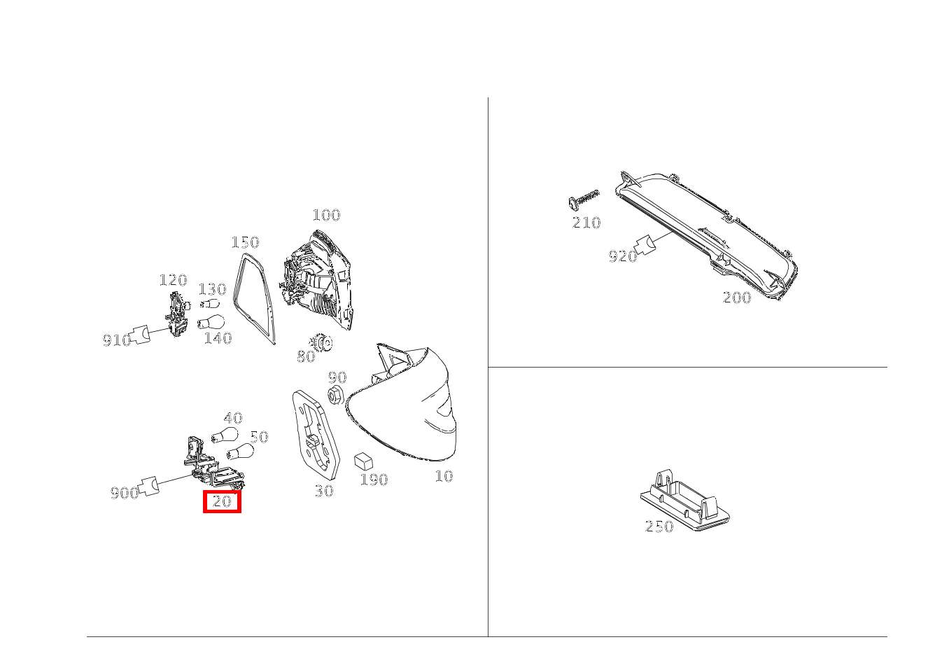 Lampenträger Rechts 00141 B180 BE 246