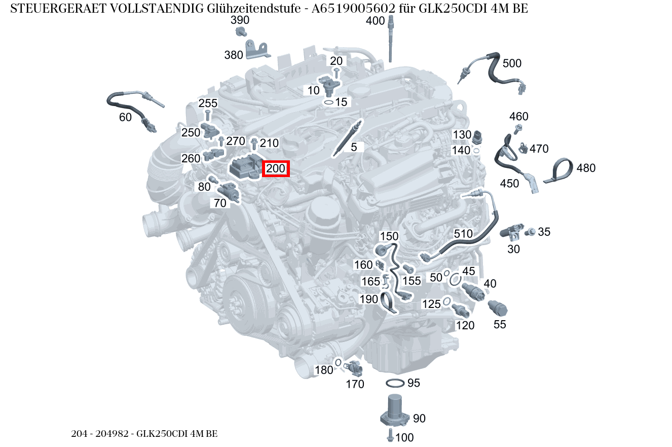 Steuergerät vollständig Glühzeitendstufe GLK250CDI 4M BE 204