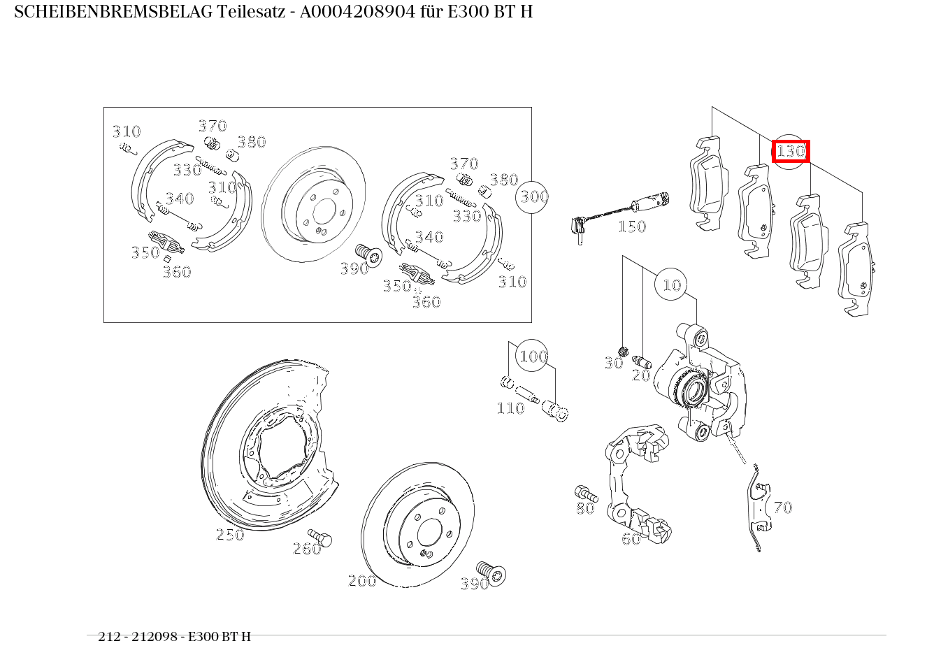 Scheibenbremsbelag Teilesatz E300 BT H 212 Scheibenbremsbelag Teilesatz E300 BT H 212